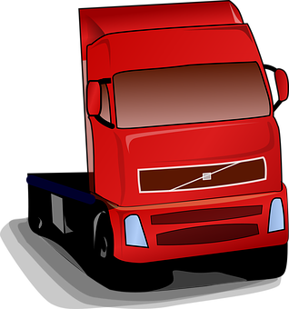 Red Semi Truck Illustration PNG Image