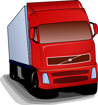 Red Semi Truck Illustration PNG Image