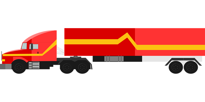 Red Semi Truck Vector Illustration PNG Image