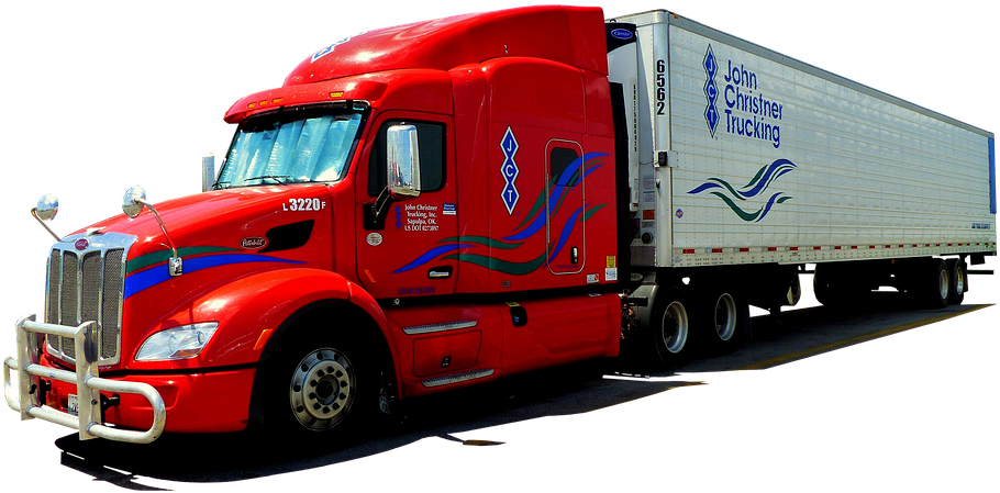 Red Semi Truckwith White Trailer PNG Image