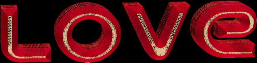 Red Sequined Love Text PNG Image