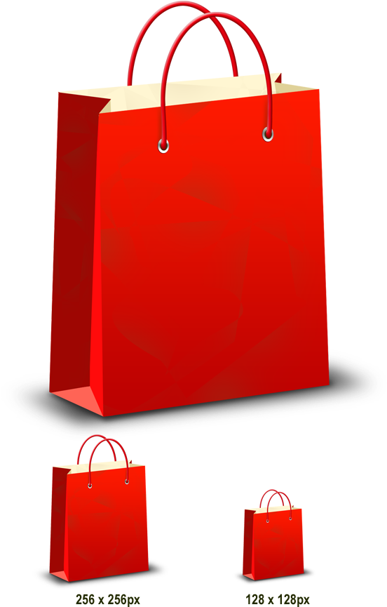 Red Shopping Bags Different Sizes PNG Image