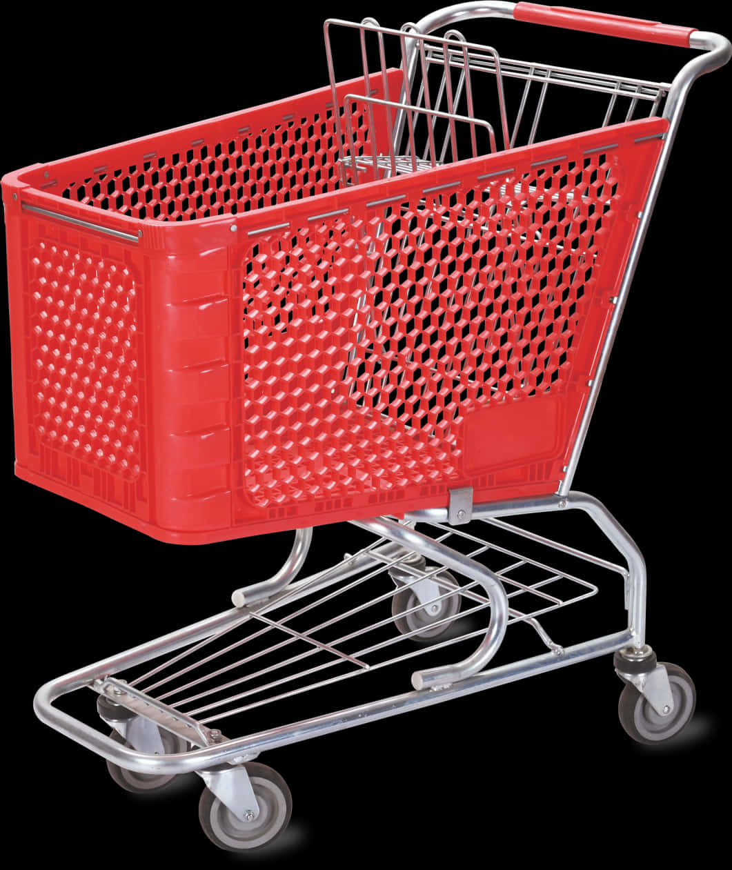 Red Shopping Cart Isolated PNG Image