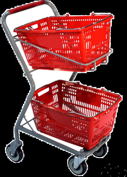 Red Shopping Cart Trolley PNG Image