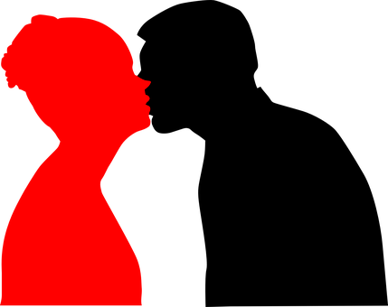 Red Silhouette Kiss Illusion PNG Image