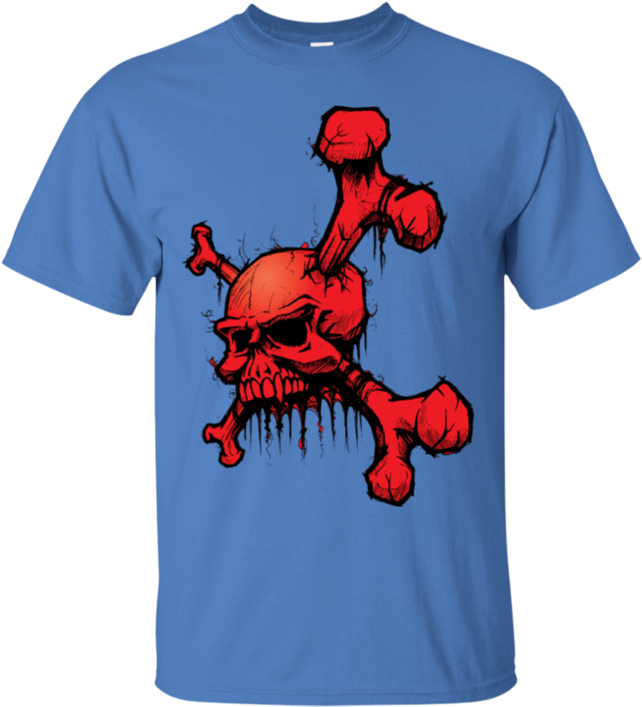 Red Skull Crossbones Tshirt Design PNG Image