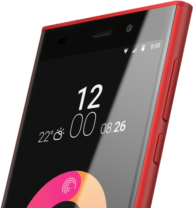 Red Smartphone Angled View PNG Image