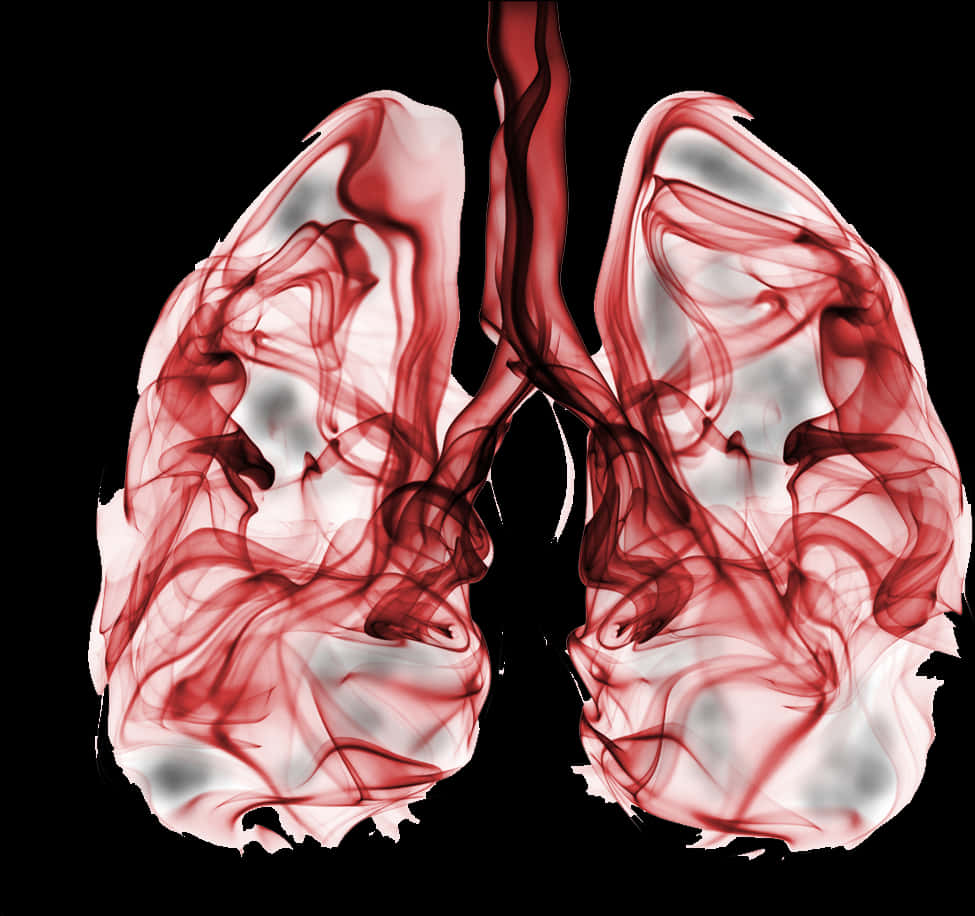 Red Smoke Lungs Illustration PNG Image