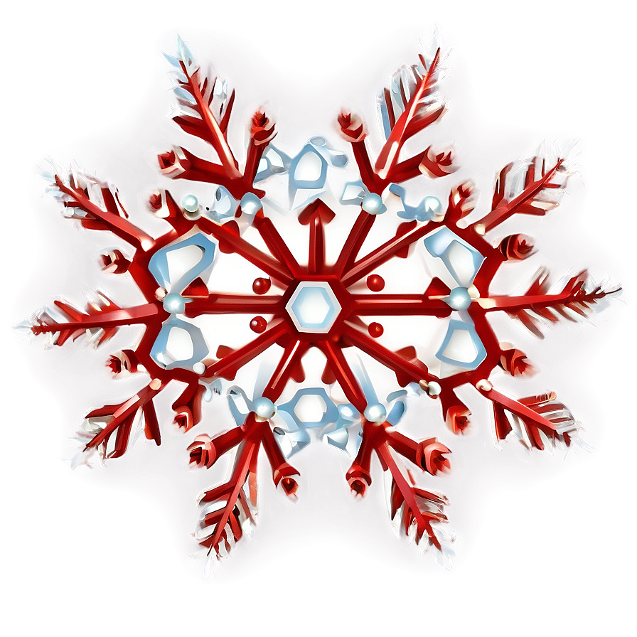 Red Snowflake C PNG Image