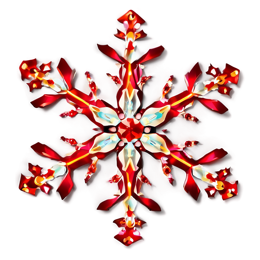 Red Snowflake D PNG Image