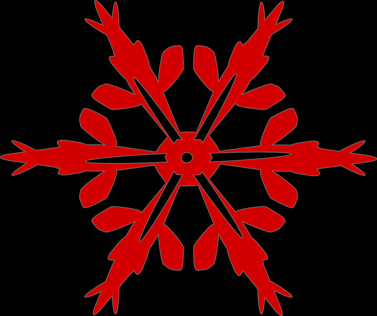 Red Snowflake Silhouette PNG Image