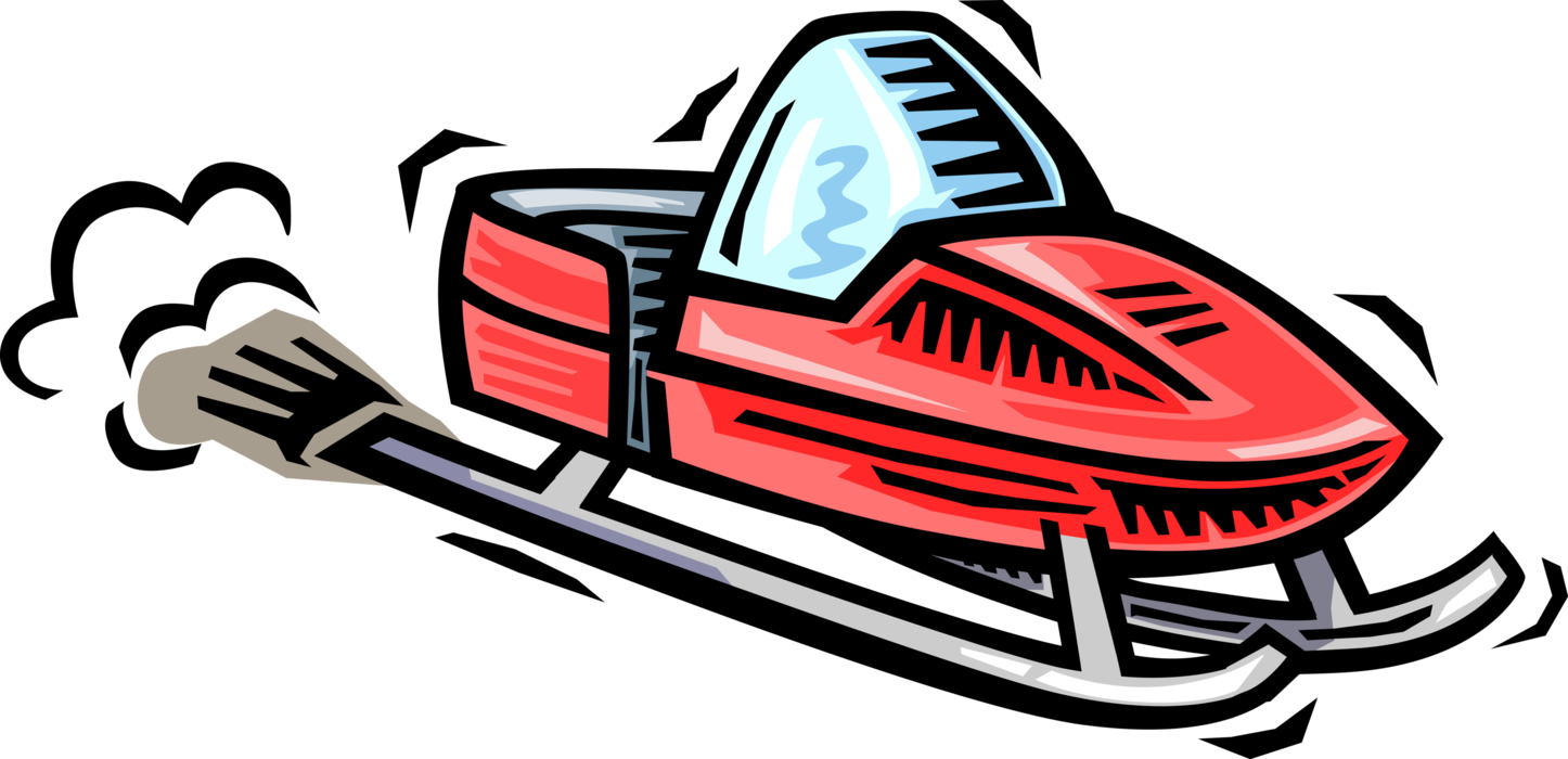 Red Snowmobile Cartoon Illustration PNG Image