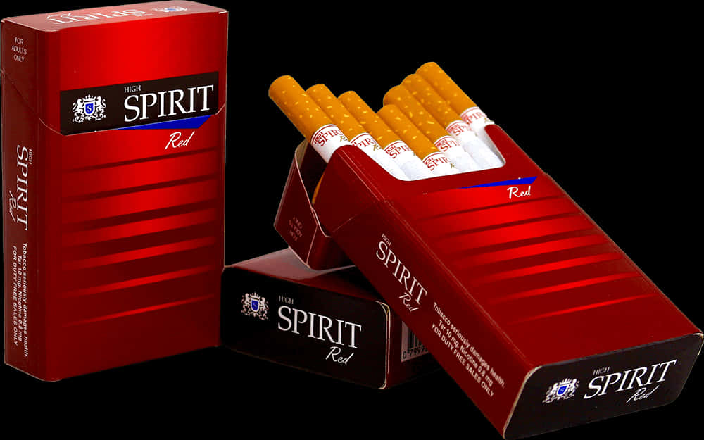 Red Spirit Cigarette Pack Display PNG Image