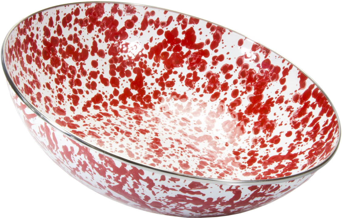 Red Splatter Ceramic Bowl PNG Image