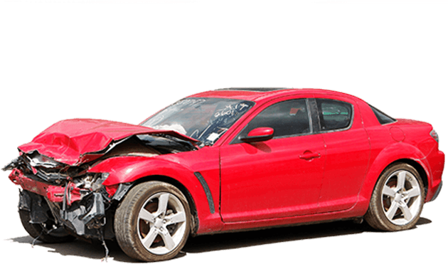 Red Sports Car After Collision PNG Image