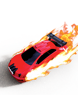 Red Sports Car On Fire PNG Image