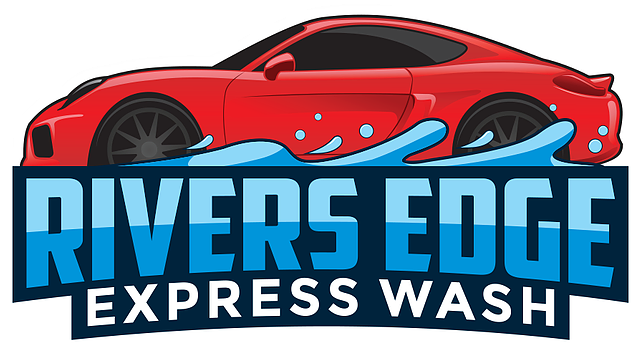 Red Sports Car Rivers Edge Express Wash Logo PNG Image