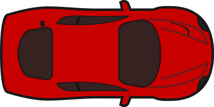 Red Sports Car Top View Vector PNG Image