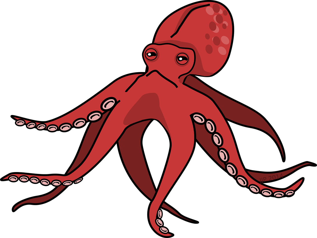 Red Squid Illustration PNG Image