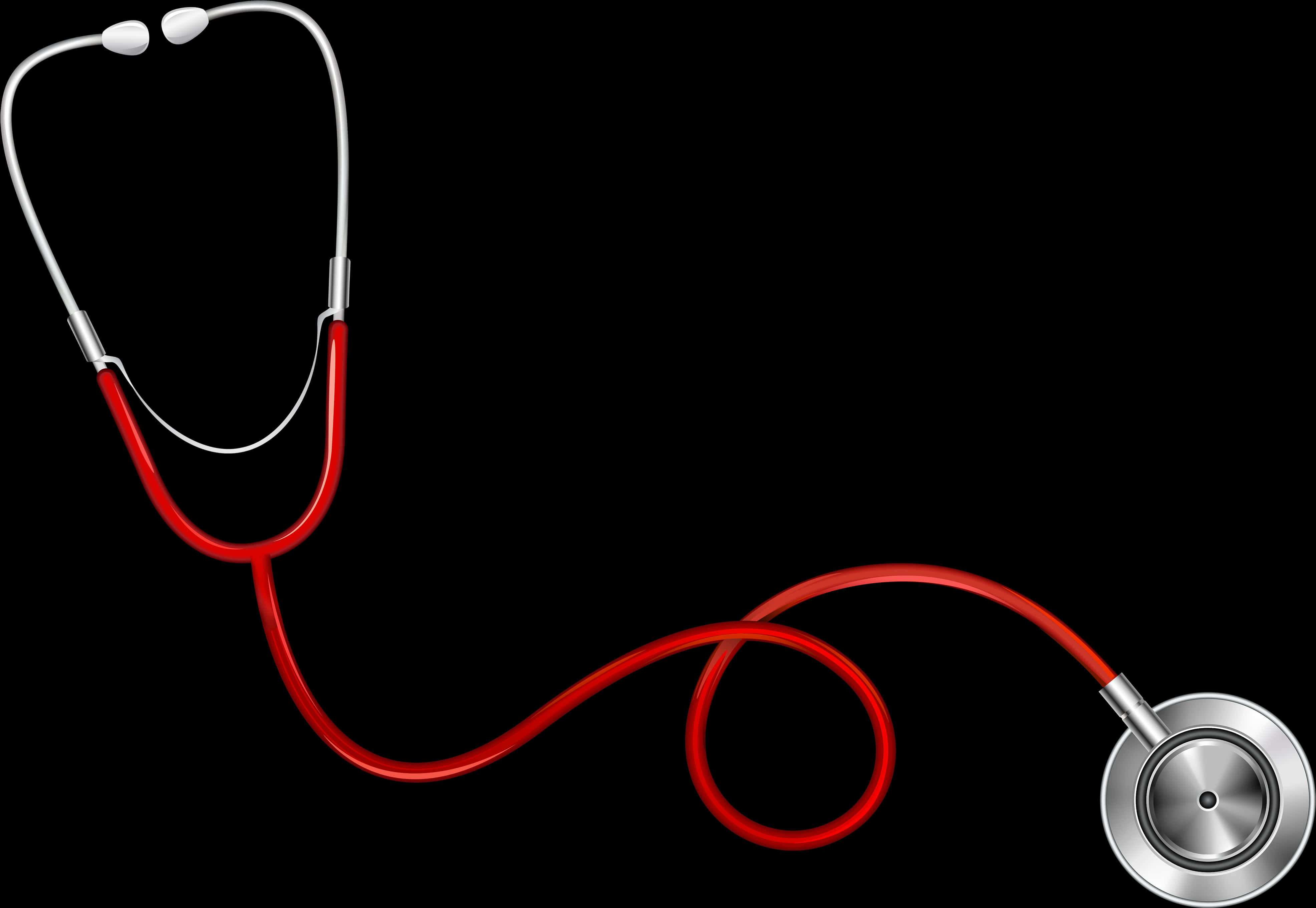 Red Stethoscope Black Background PNG Image