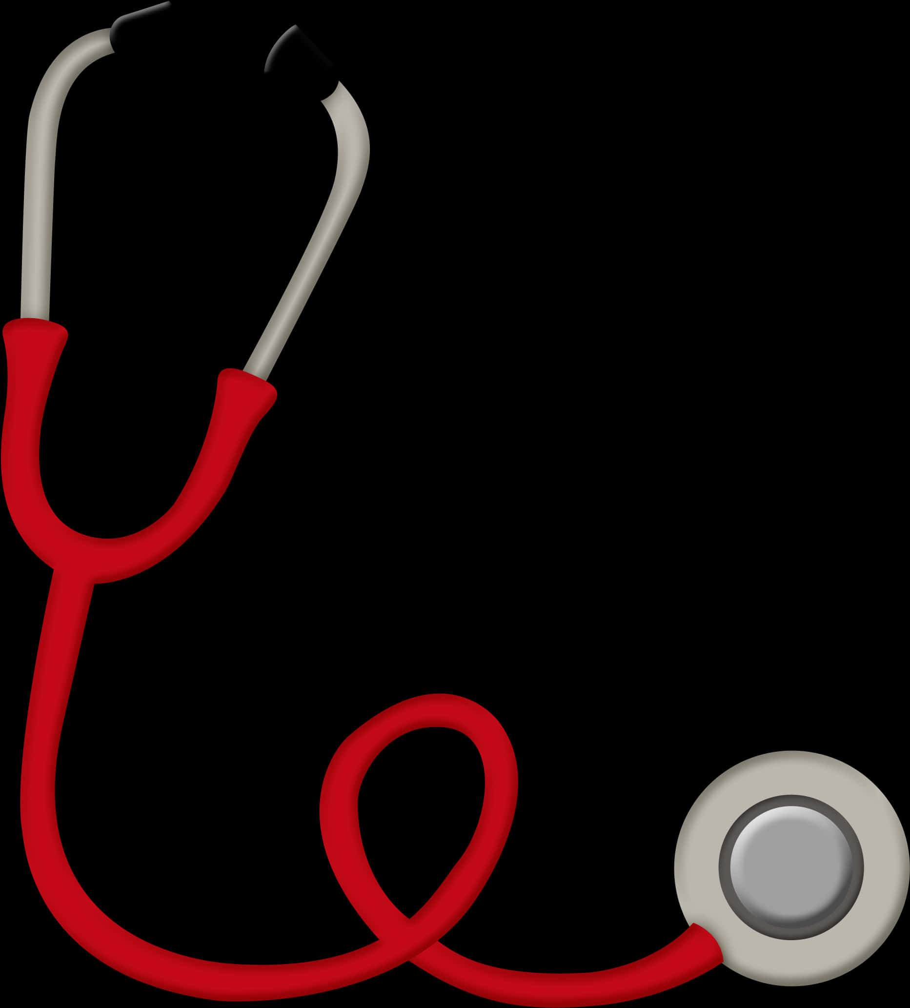 Red Stethoscope Black Background PNG Image