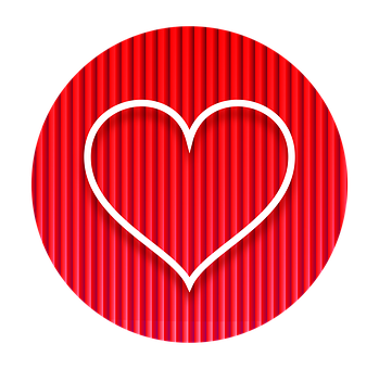 Red Striped Love Heart Circle PNG Image