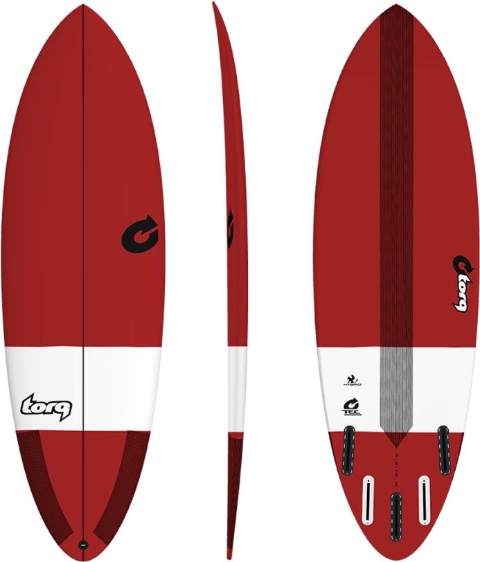 Red Surfboard Design Three Views PNG Image