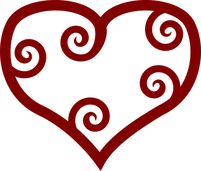 Red Swirl Heart Graphic PNG Image