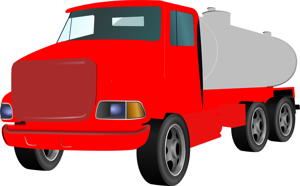 Red Tanker Transport Truck PNG Image