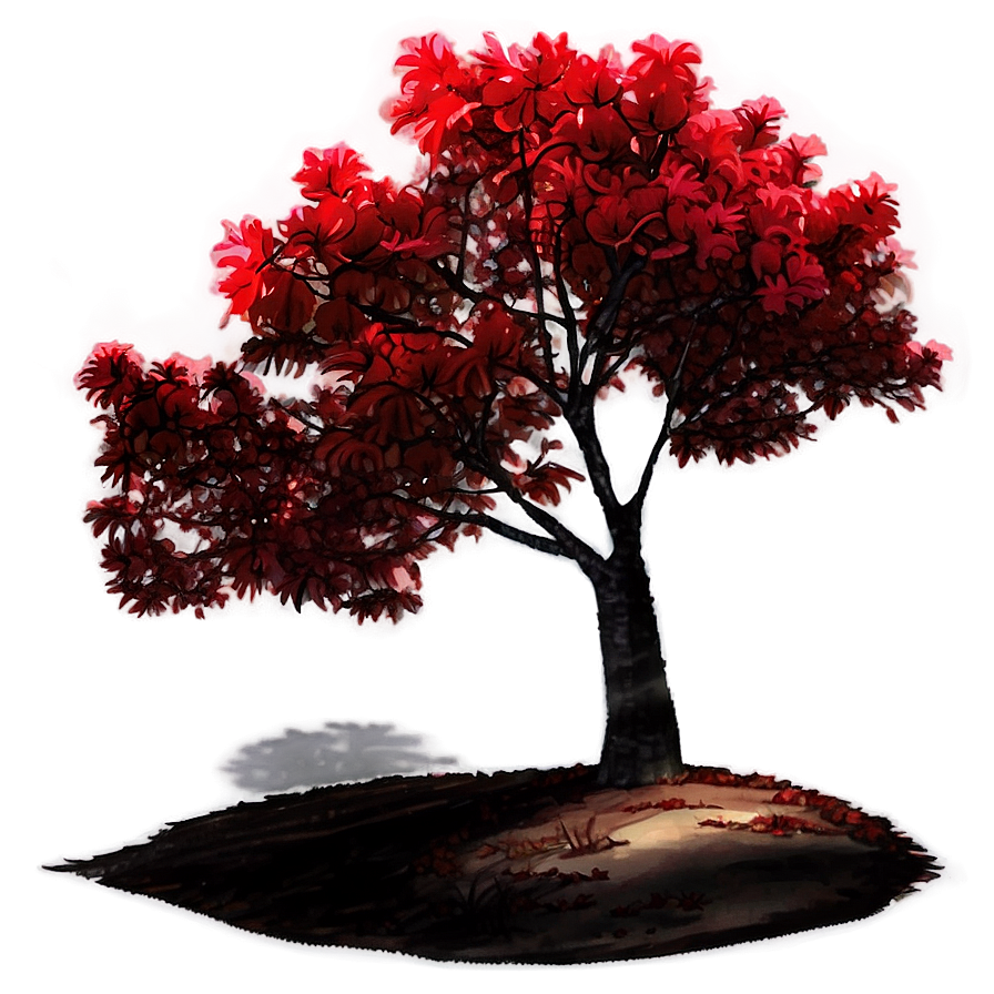 Red Tree Against Cityscape Png 48 PNG Image