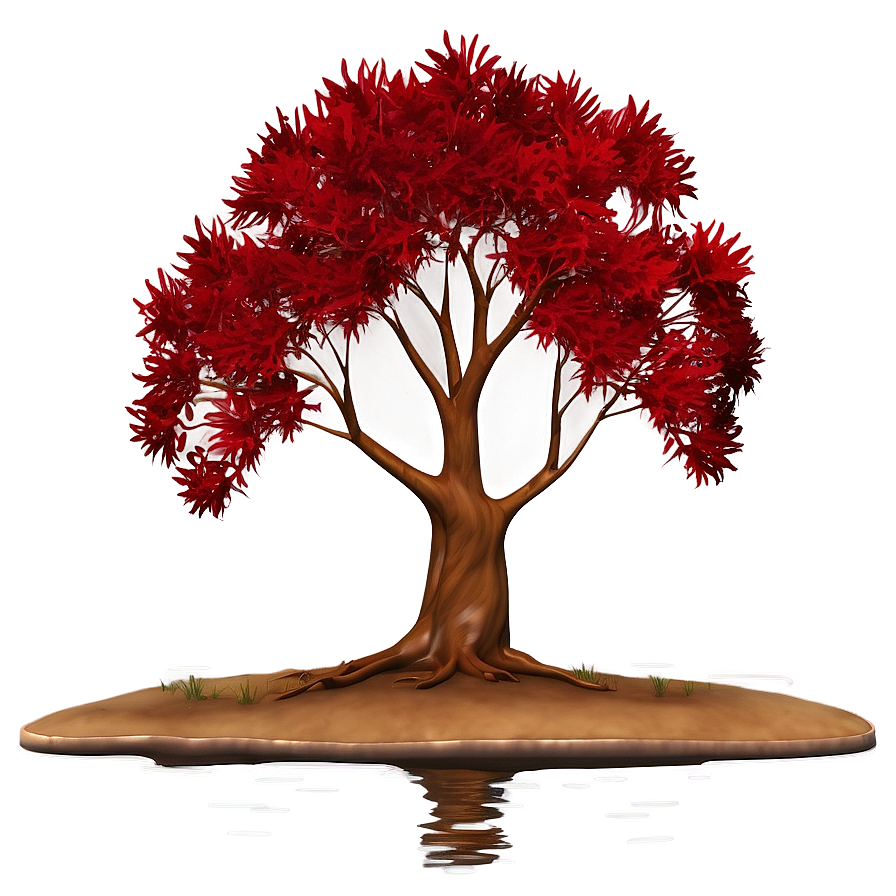 Red Tree By The River Png 16 PNG Image