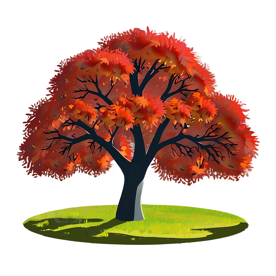 Red Tree In Autumn Park Png 06252024 PNG Image