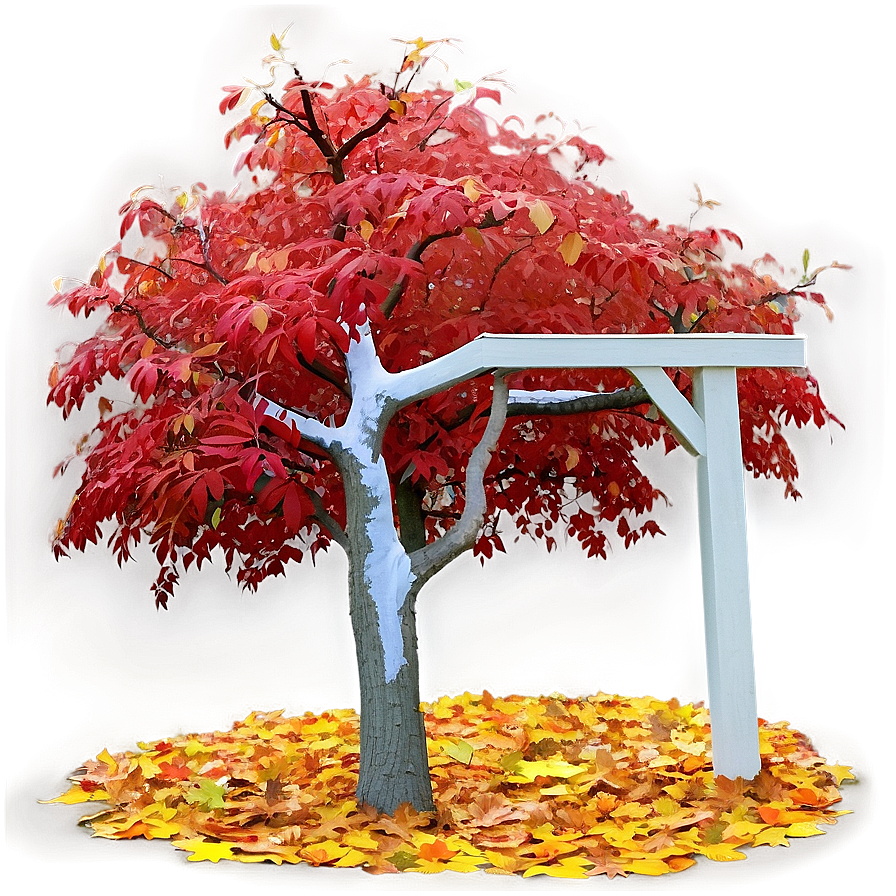 Red Tree In Autumn Park Png Prh4 PNG Image