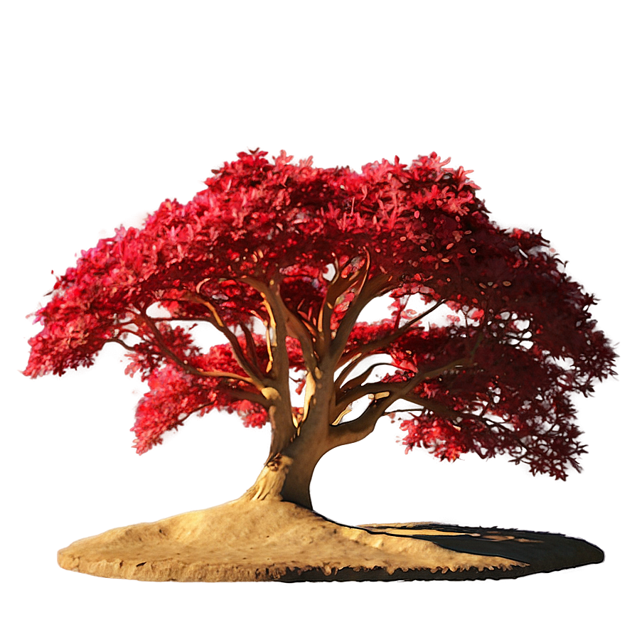 Red Tree In Golden Hour Png Bwq PNG Image