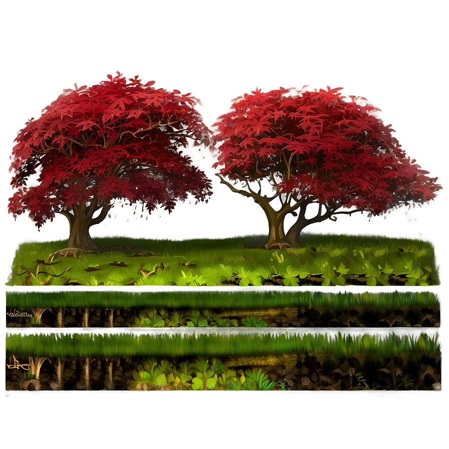 Red Tree In Mystical Forest Png Dqy86 PNG Image