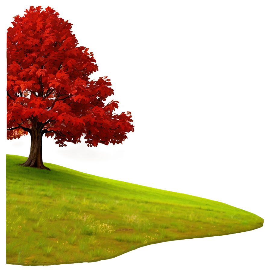 Red Tree On Hillside Png 06252024 PNG Image