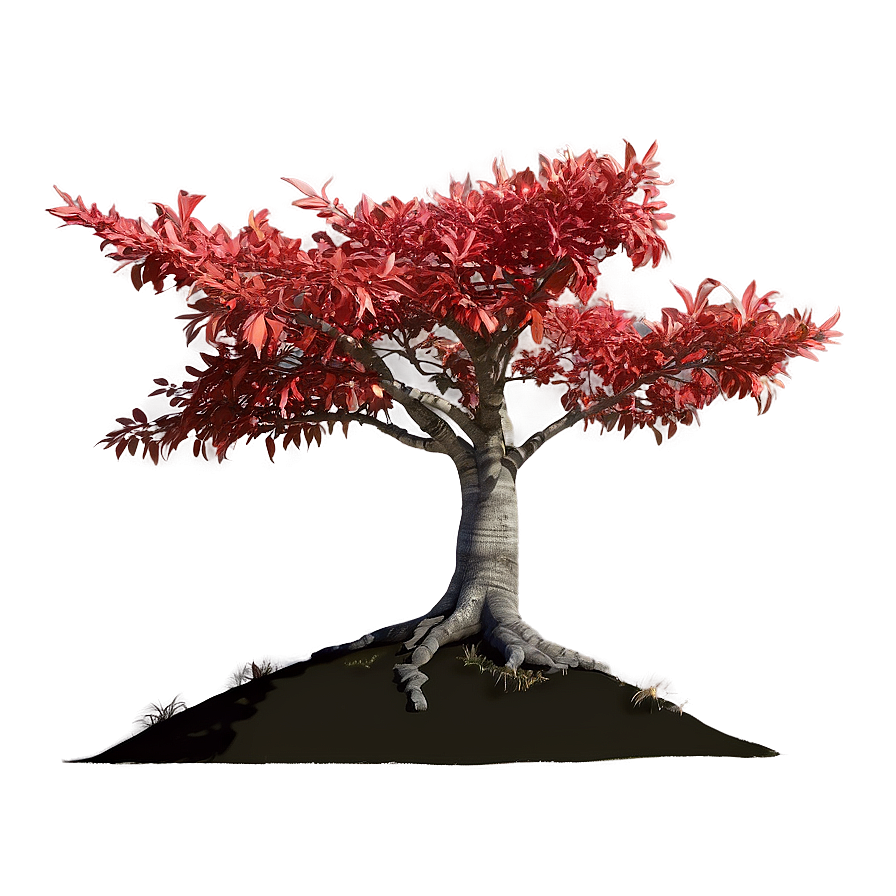 Red Tree On Hillside Png Erb PNG Image