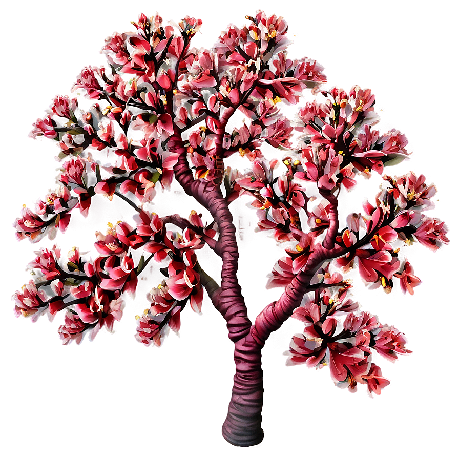 Red Tree With Blooming Flowers Png Gim PNG Image