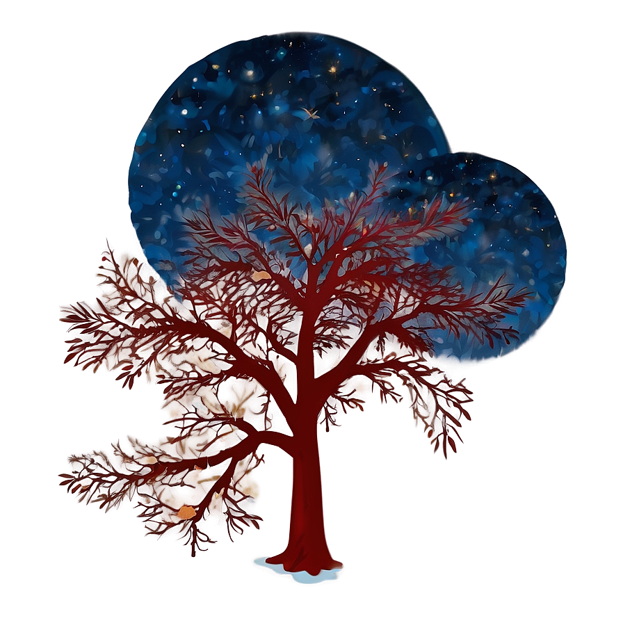 Red Tree With Night Sky Png 63 PNG Image