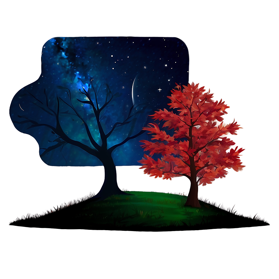 Red Tree With Night Sky Png Ygw62 PNG Image