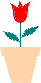 Red Tulipin Pot Vector Illustration PNG Image