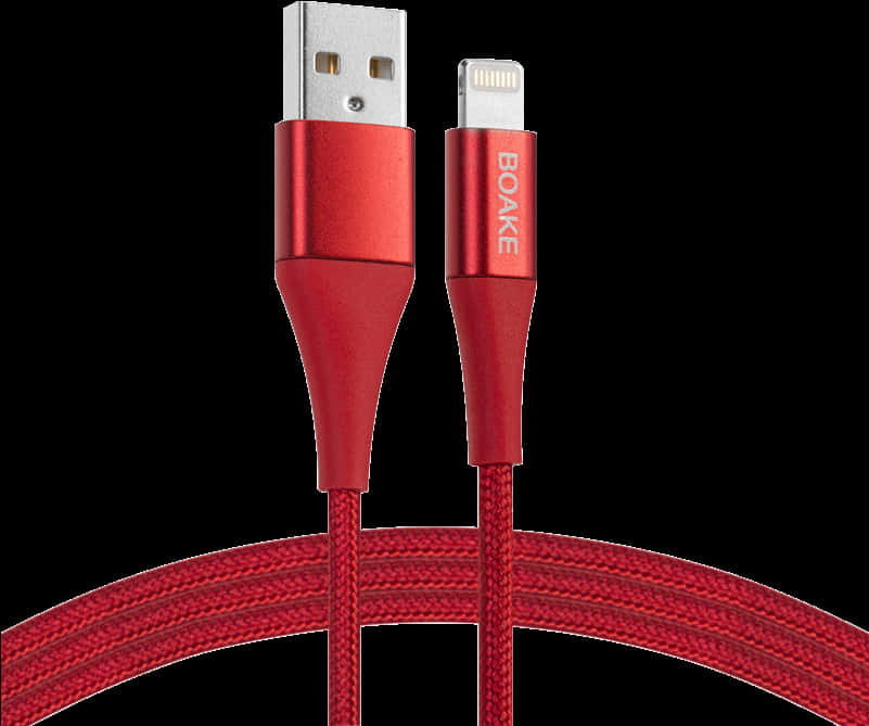 Red U S B Lightning Cable PNG Image