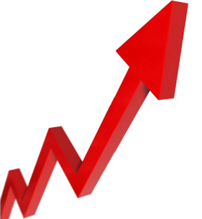 Red Upward Arrow Growth Graph PNG Image