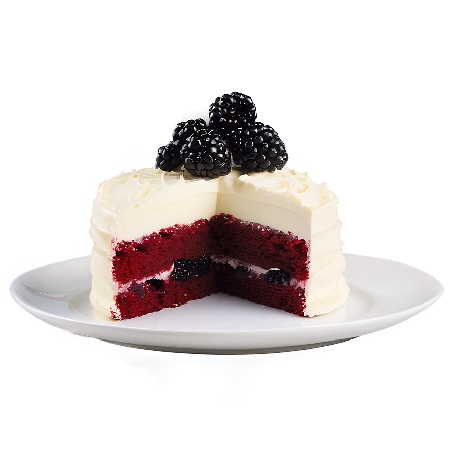 Red Velvet Cake With Blackberry Compote Png Rom2 PNG Image