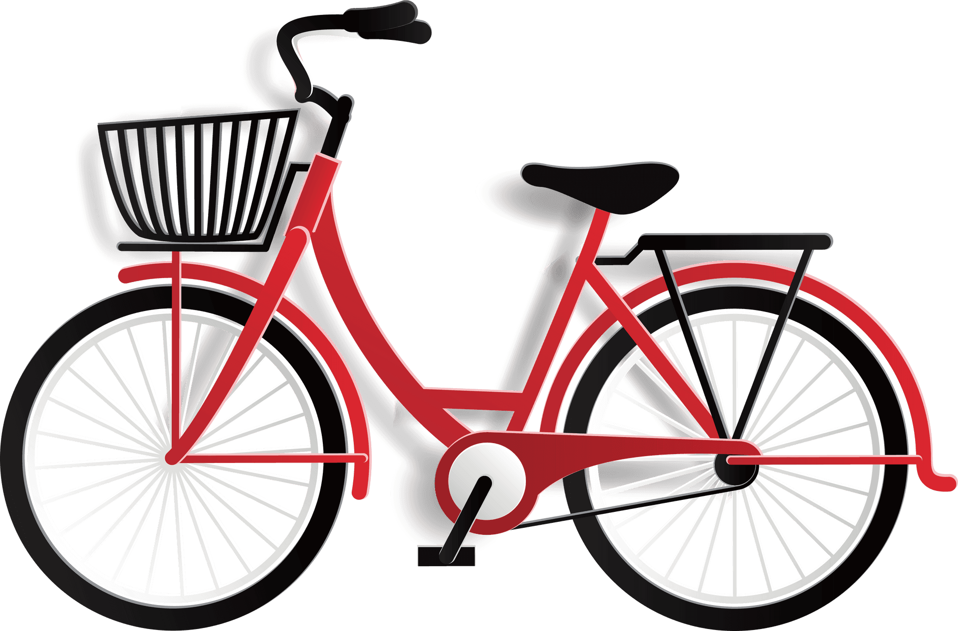 Red Vintage Bicyclewith Basket PNG Image