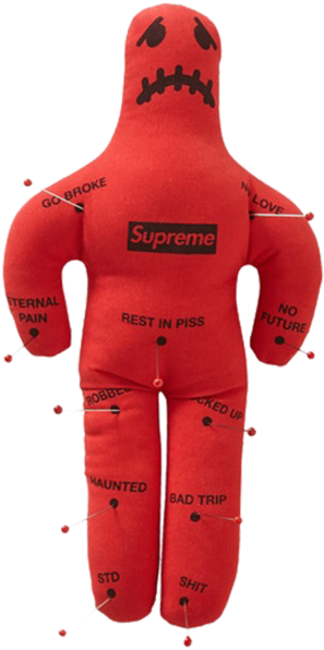 Red Voodoo Doll Supreme Branding PNG Image