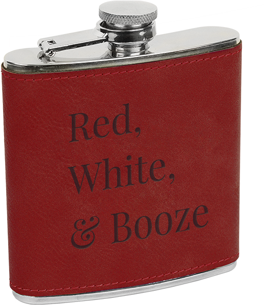 Red White Booze Flask PNG Image