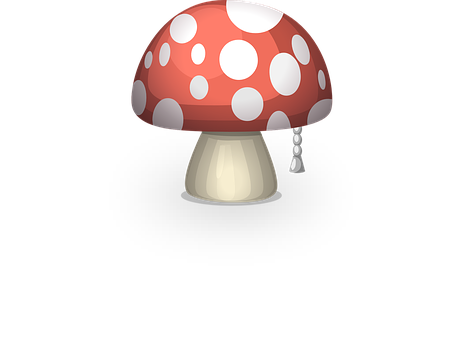 Red White Spotted Mushroom Illustration PNG Image