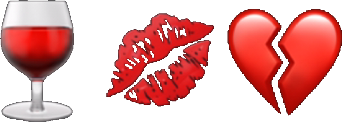 Red Wine Glass Kiss Broken Heart PNG Image