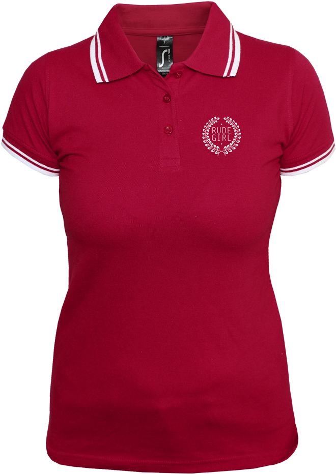 Red Womens Polo Shirtwith Logo PNG Image